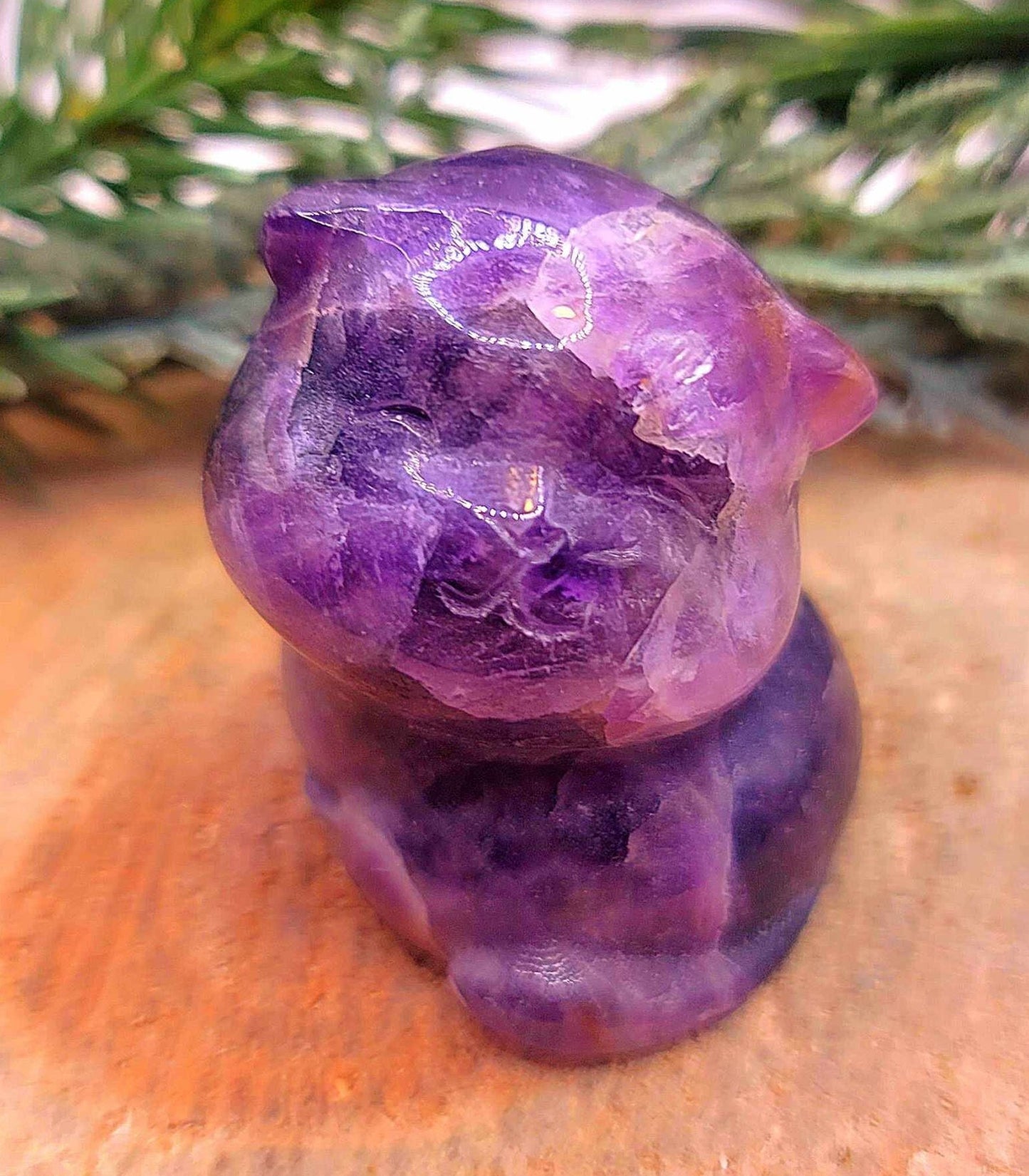 Nature Stone Hand Carved Cute Cat Decor Figure