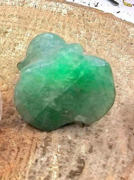 Cute Adorable Green Strawberry Quartz Carved Ghost Decor Figure