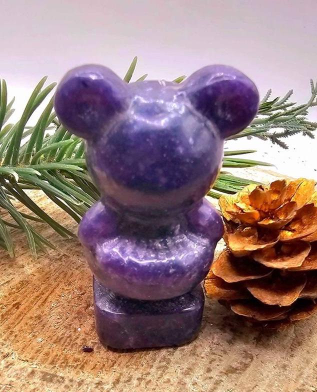 Nature Purple Lilacs Stone Hand Carved Cute Girl 2" Decor Figure