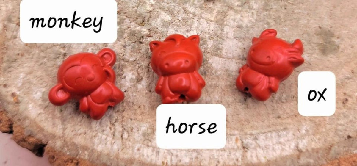 Red cinnabar carved Chinese zodiac pendant necklace worn — My Aura Gemstones