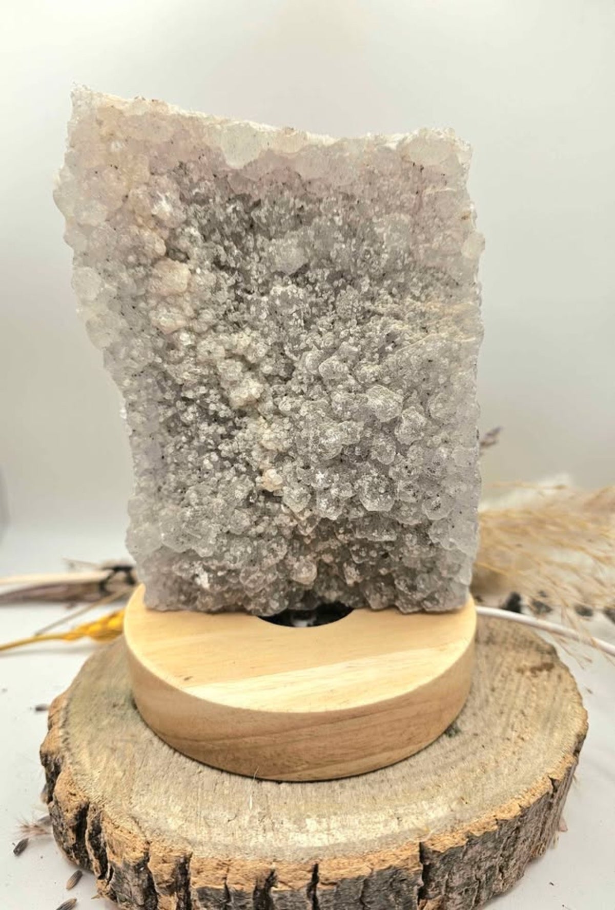 Natural Crystal Geode Cluster 5.5 LED Lamp With Base HD