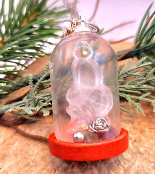 Beautiful Nature Clear Quartz Fairy Inside A Jar Pendant Necklace