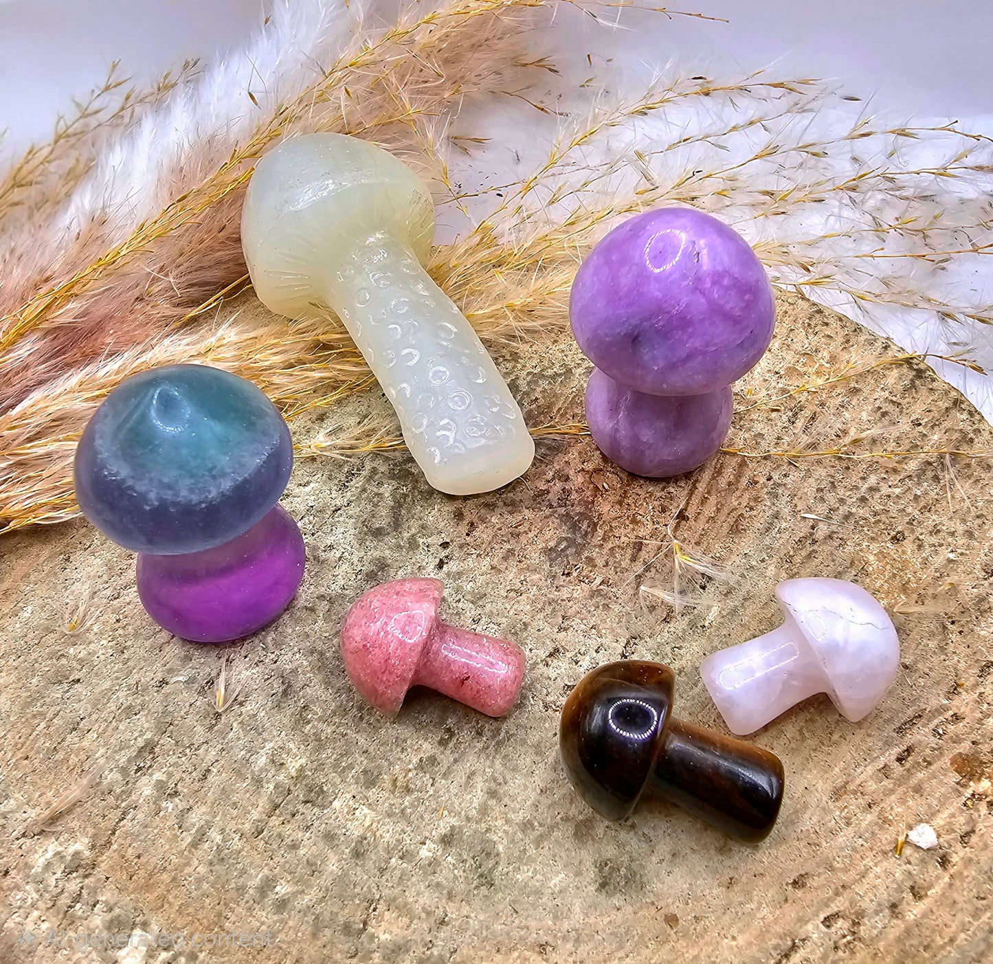 Assorted 6pcs Nature Crystal Stone Mushrooms Set