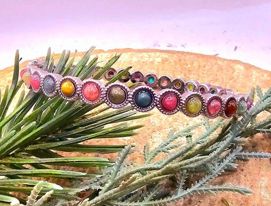 Multi Colors Mixed Nature Crystal Stones e Bangle