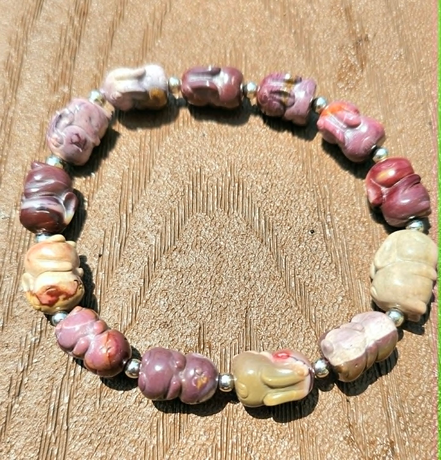 Natural Alashan Agate Hand‑Carved Rabbit Bracelet | Cute Gemstone Beads | Healing & Protective Crystal Jewelry