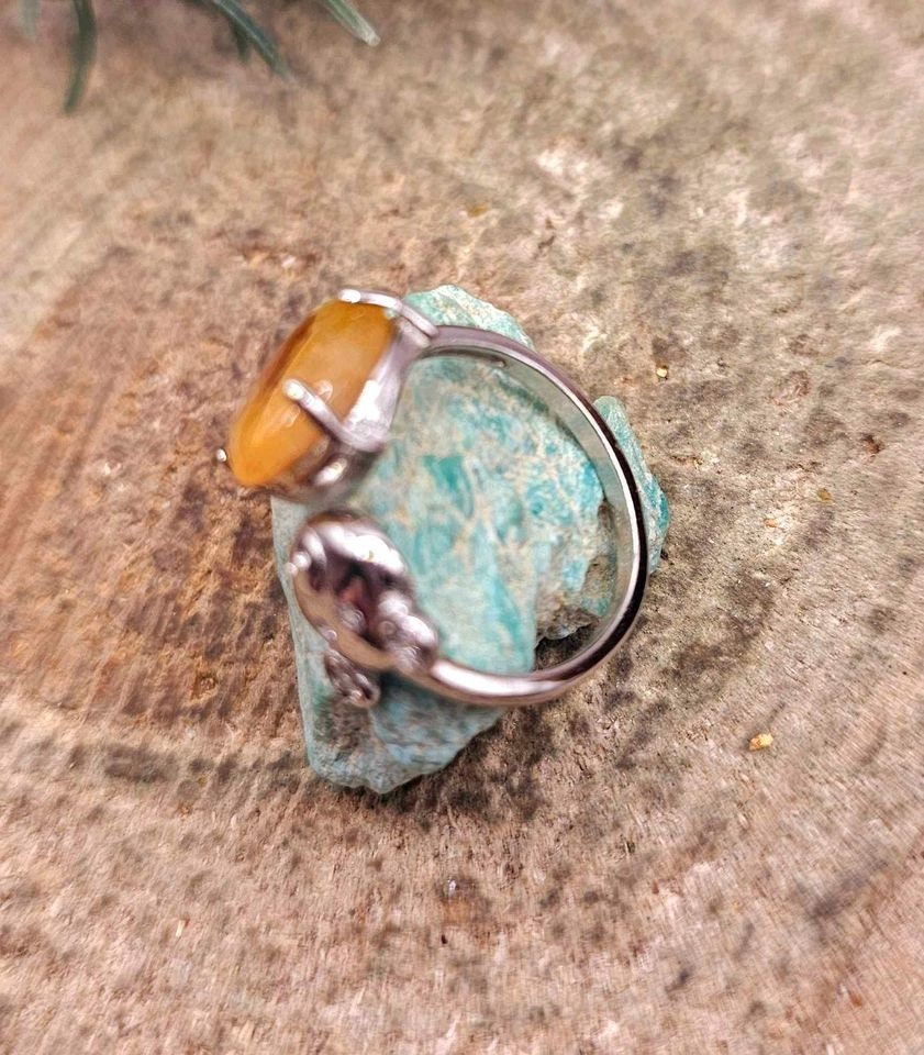 Nature Golden Healer Cute Pig Open Ring