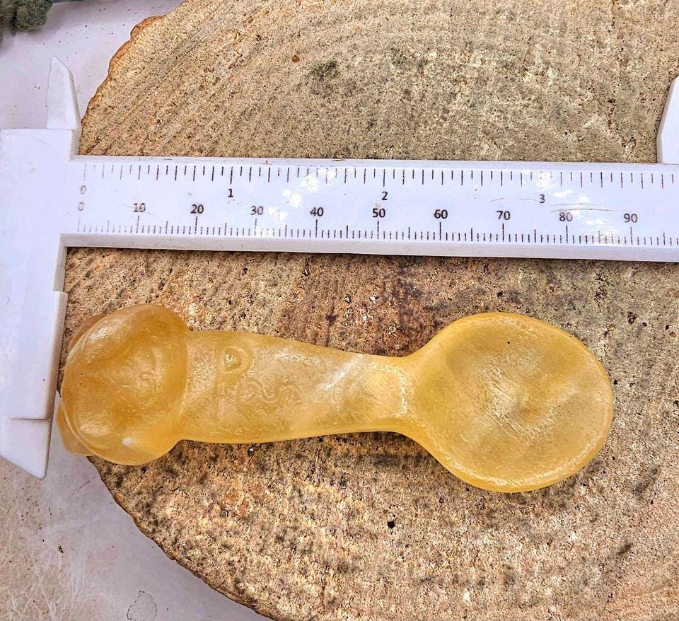 Nature Yellow Quartz Hand Carved Panda 3.2" Spoon.