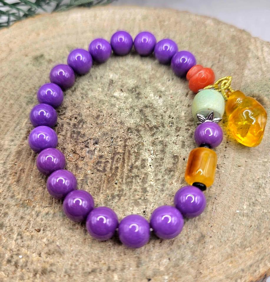 Nature Purple Mica Green Jasper Chakra Bracelet
