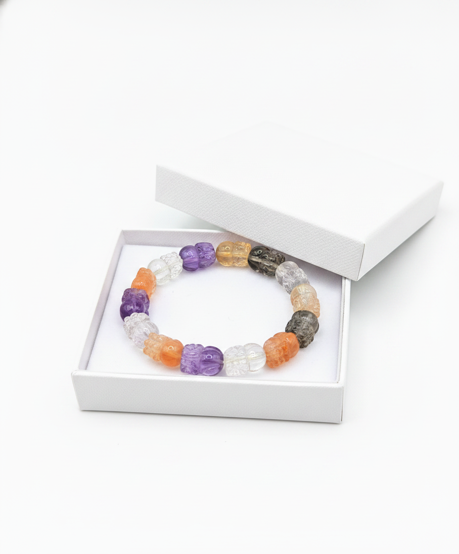 Nature high grade mixed crystal bracelet with carved Pi Xiu beads-My Aura Gemstones