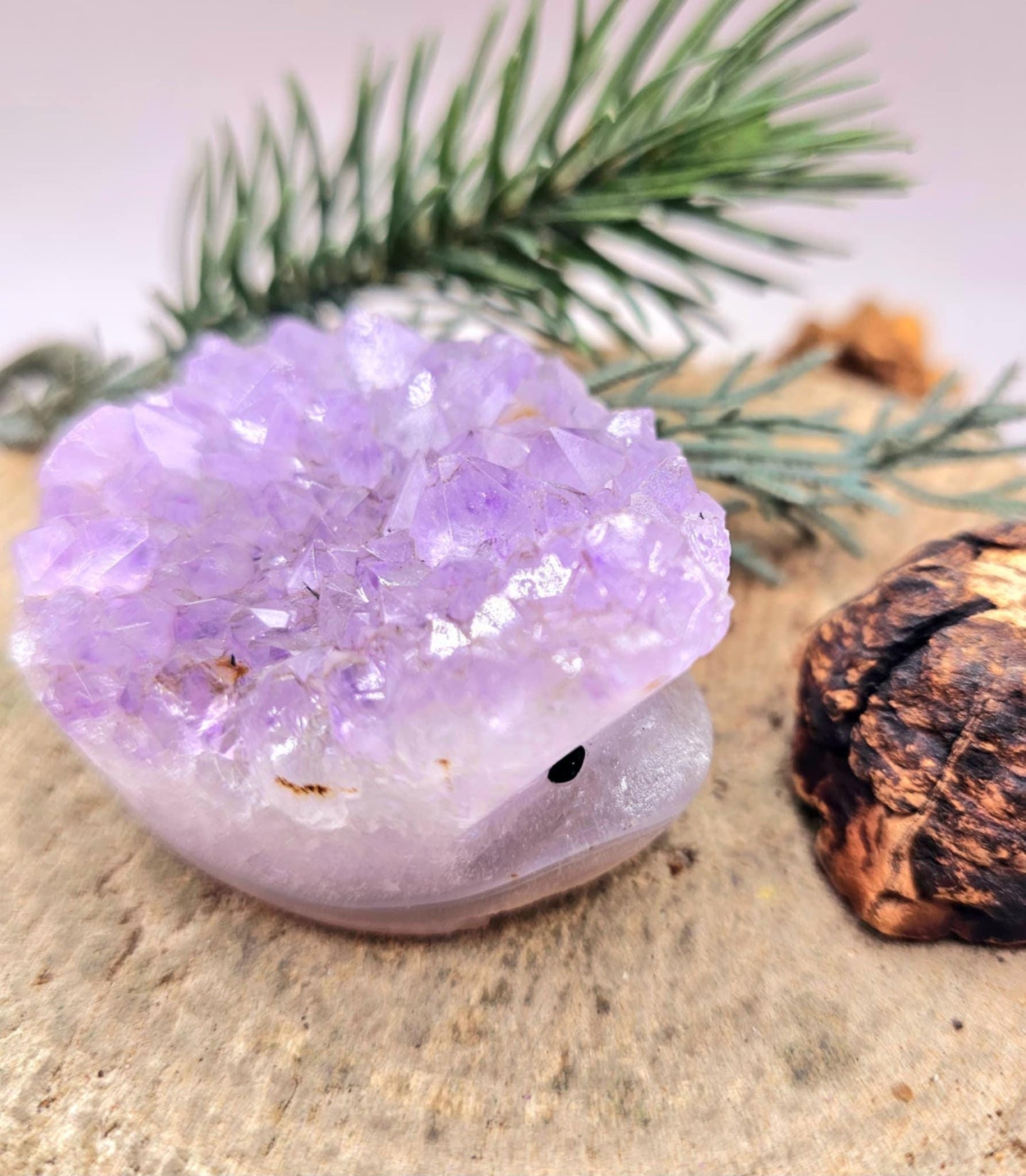 Nature Amethyst Agate Hand Carved CuteHedgehog Decor Figure