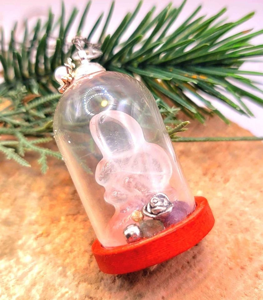 Beautiful Nature Clear Quartz Fairy Inside A Jar Pendant Necklace