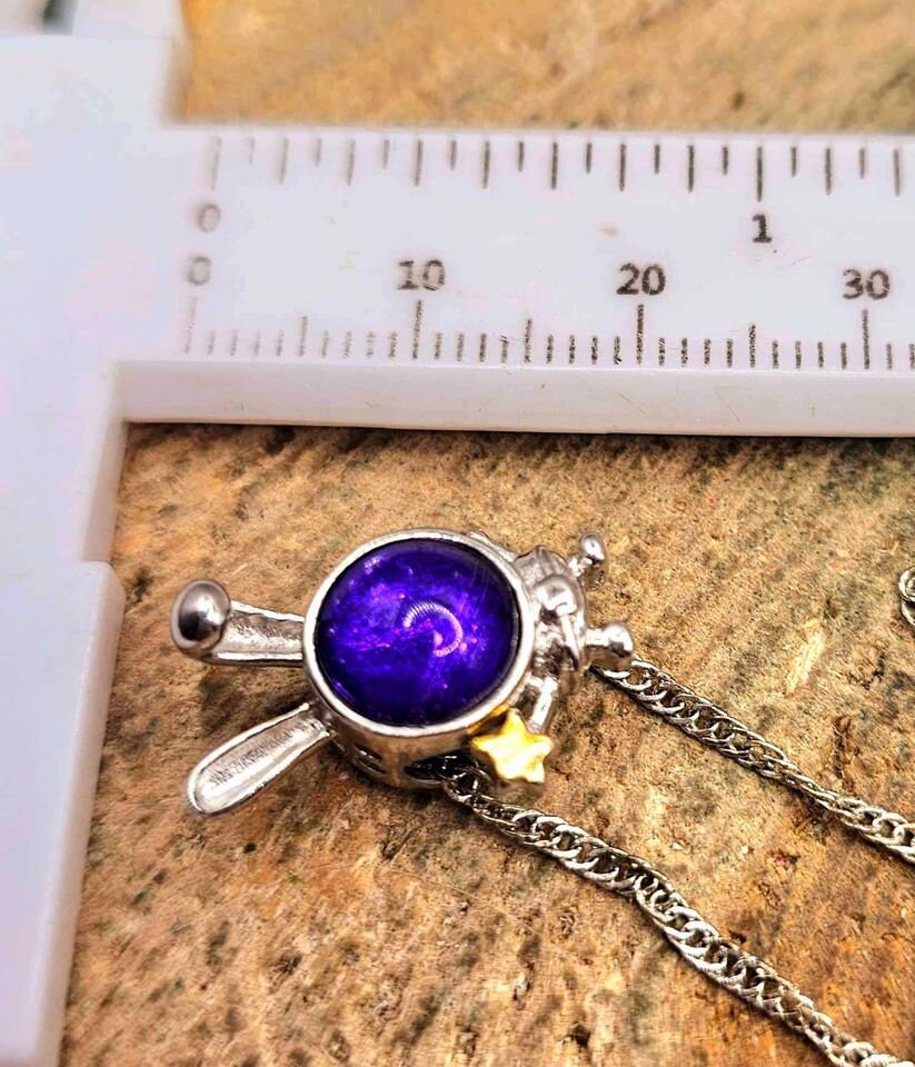 Nature Purple Meteorite Gibeon Bunny Astronaut S925 Pendant Necklace
