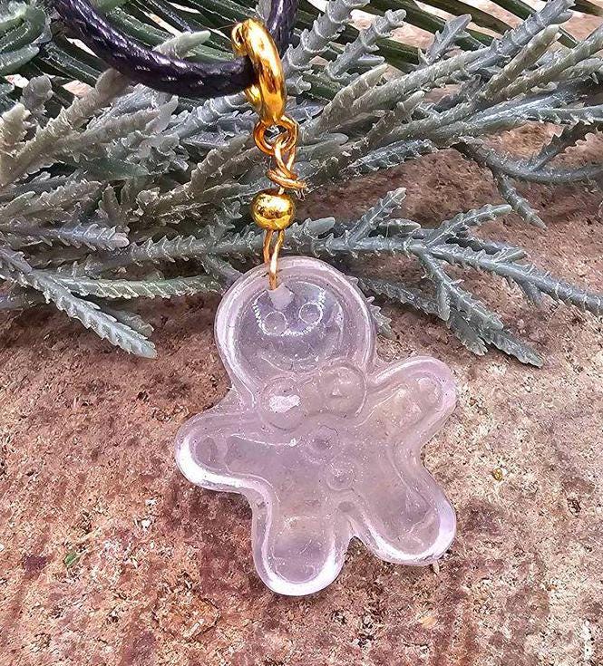 Nature Clear Crystal Carved Gingerbread Pendant Necklace