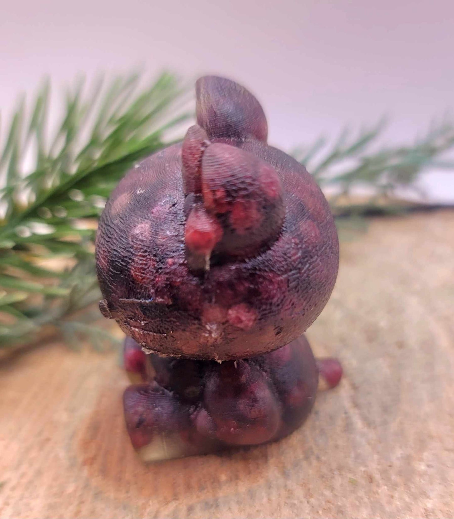 Adorable Nature Red Garnet Chips Filled Resin Sitting Kitty Cat Decor Figure
