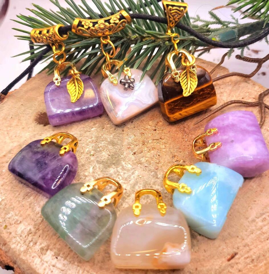 Beautiful Nature Crystal Stone Handbag Pendant Necklace