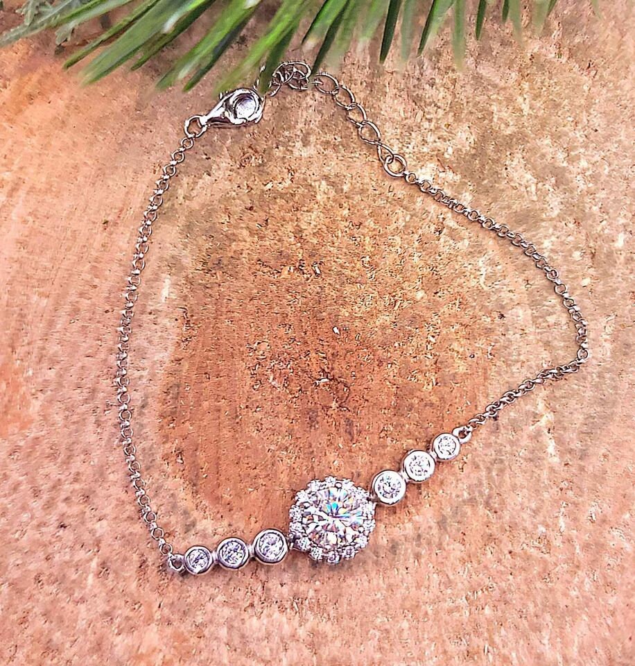 GIA 8H8A 1ct -6.5mm Moissanite Diamond S925 Bracelet