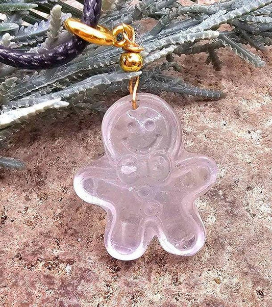 Nature Clear Crystal Carved Gingerbread Pendant Necklace