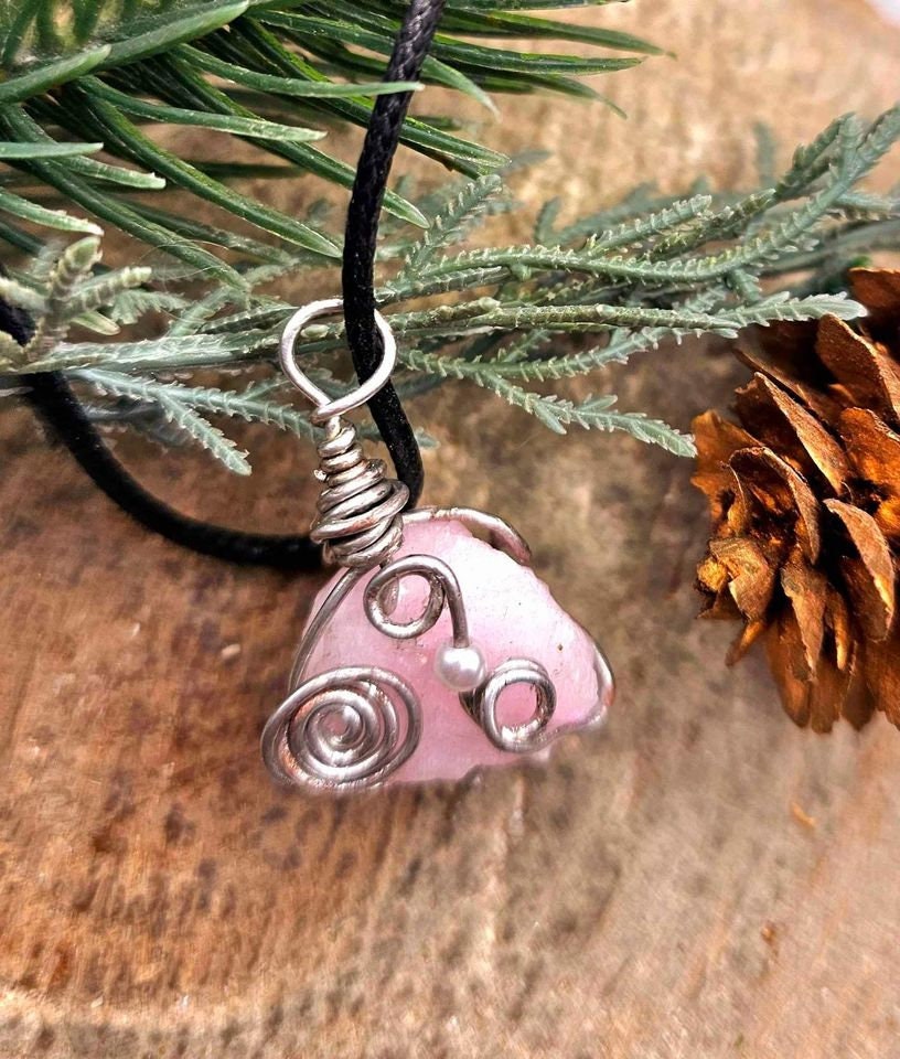Beautiful Nature Pink Calcite Wire Wrapped Pendant Necklace