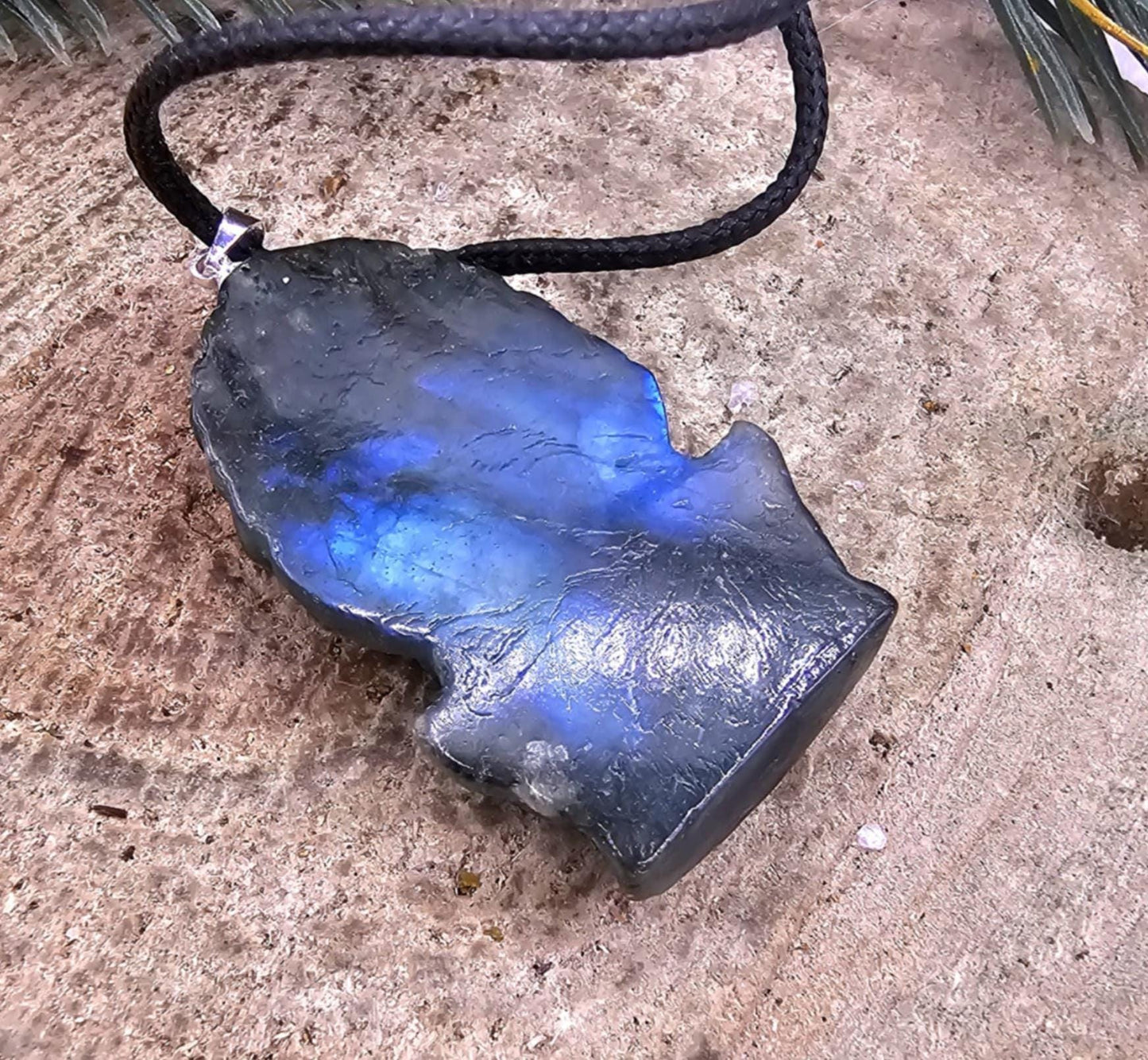 Nature Labradorite Flashy Carved Elephant God Ganesha Pendant Necklace