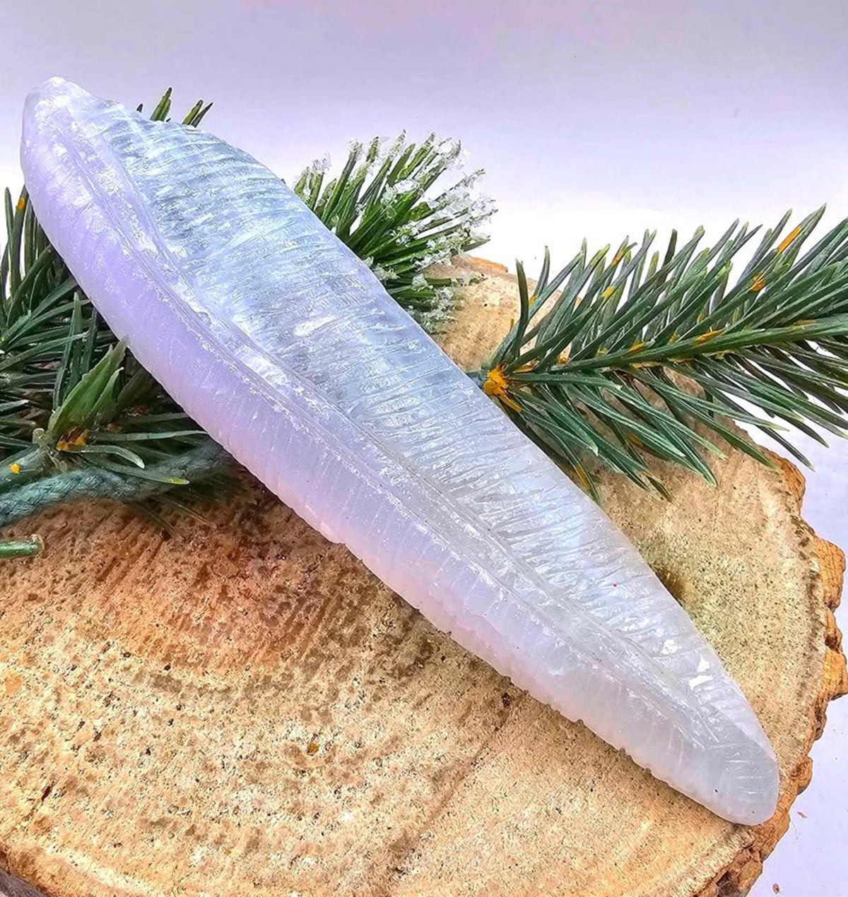 Natural Pink Fluorite Hand Carved 5.5 Inch Long Leaf Decor — My Aura Gemstones