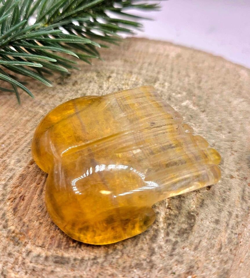 Unique Nature Yellow Fluorite Hand Carved Giving Hand Decor Dish
