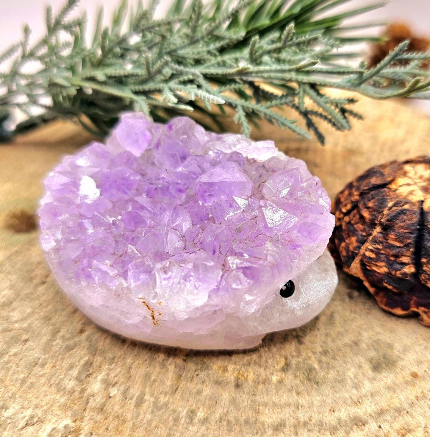 Nature Amethyst Agate Hand Carved CuteHedgehog Decor Figure