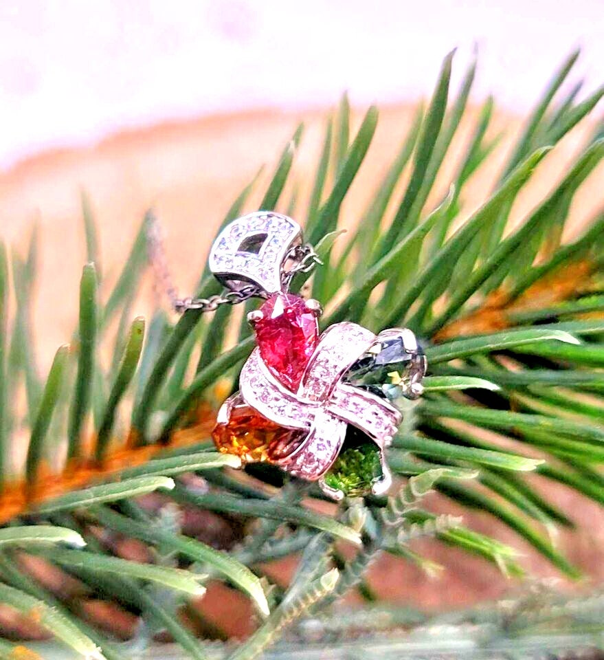 Beautiful Set Of 4pcs Nature Tourmalines Windwill S925 Jewelry Set