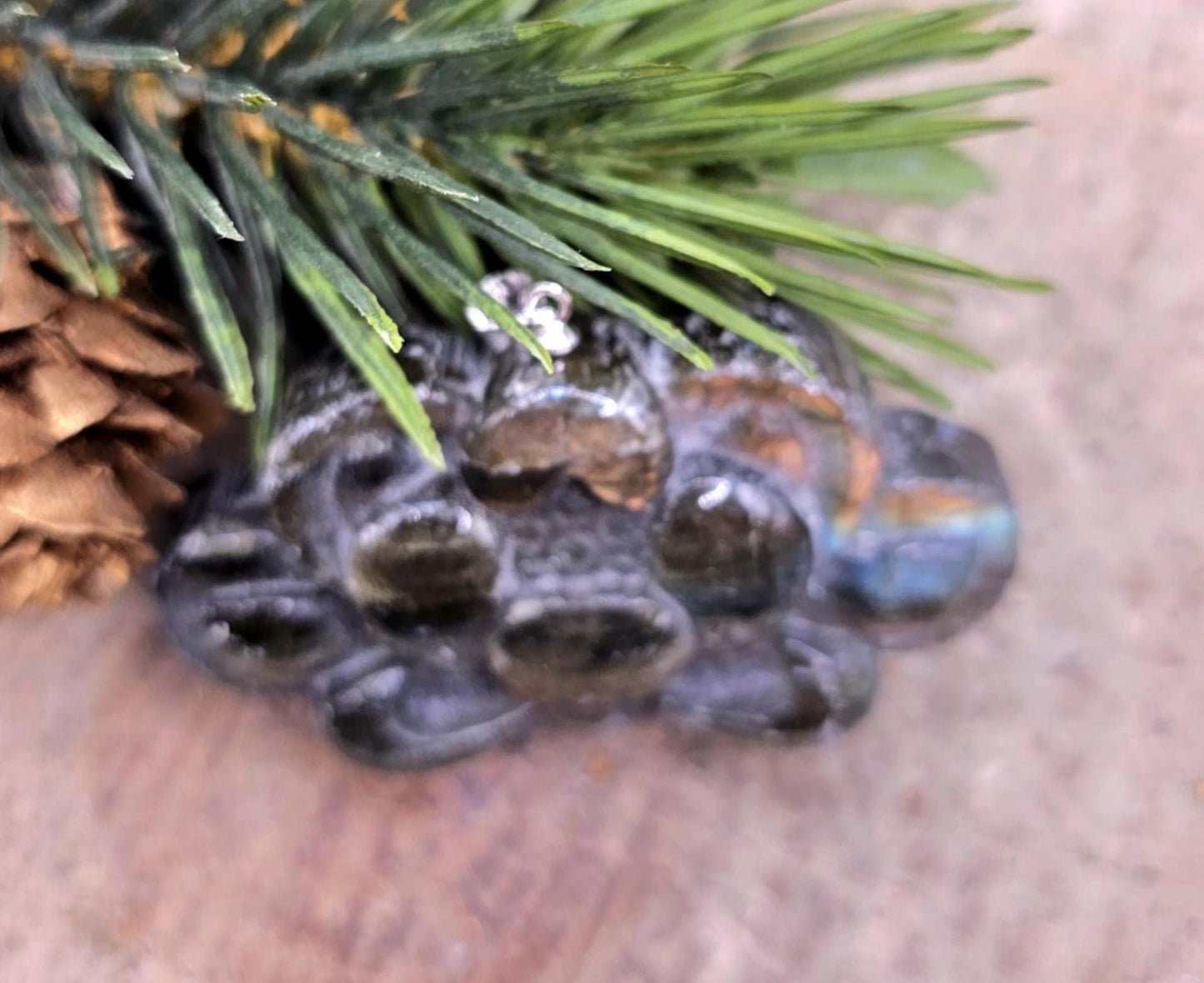 Nature Labradorite Carved Flashy Big Blossom Lotus Pendant Necklace