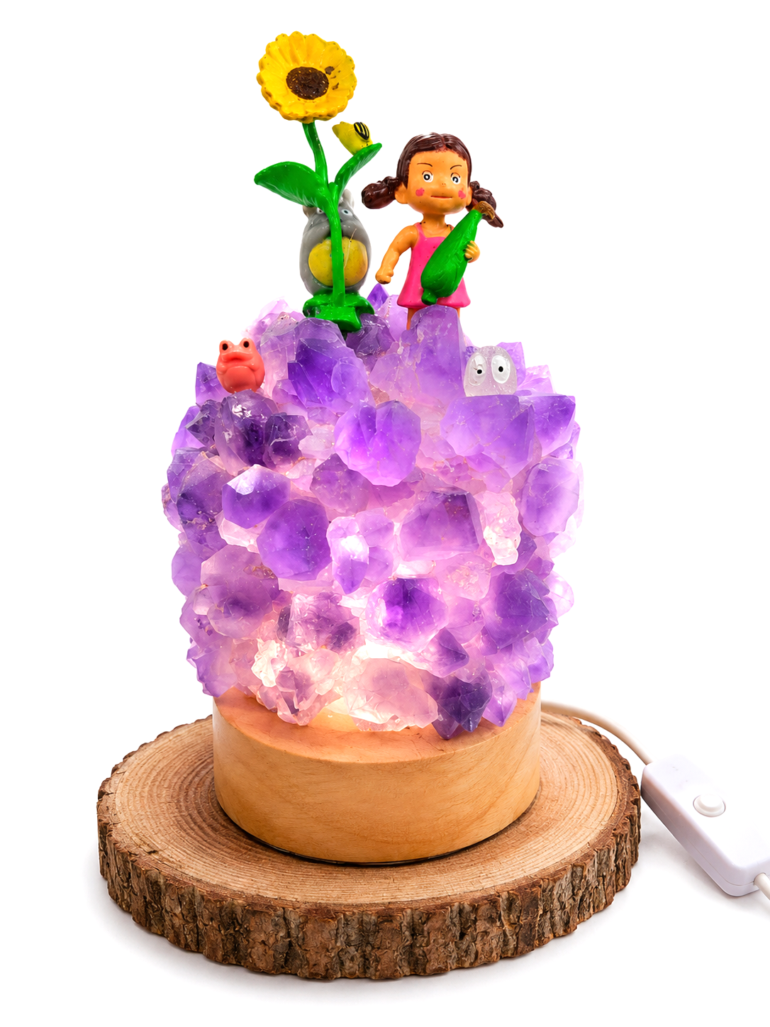Natural amethyst Totoro night light crystal detail — My Aura Gemstones