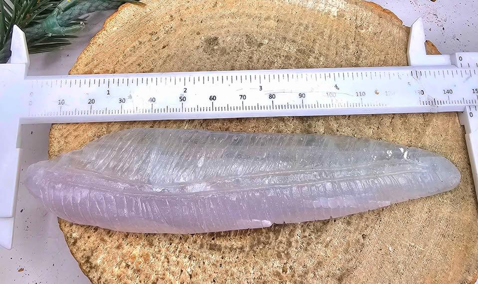 Nature Pink Fluorite Hand Carved 5.5" Long Leaf Decor