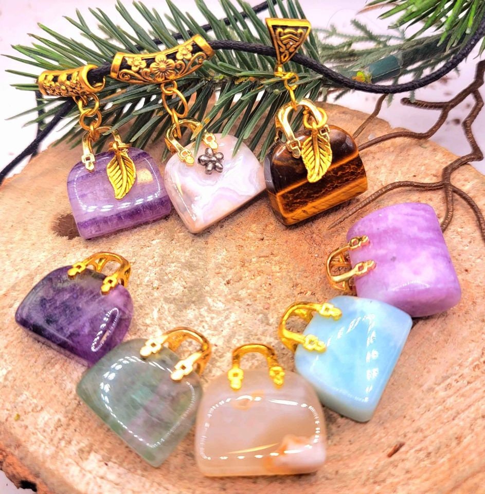 Beautiful Nature Crystal Stone Handbag Pendant Necklace