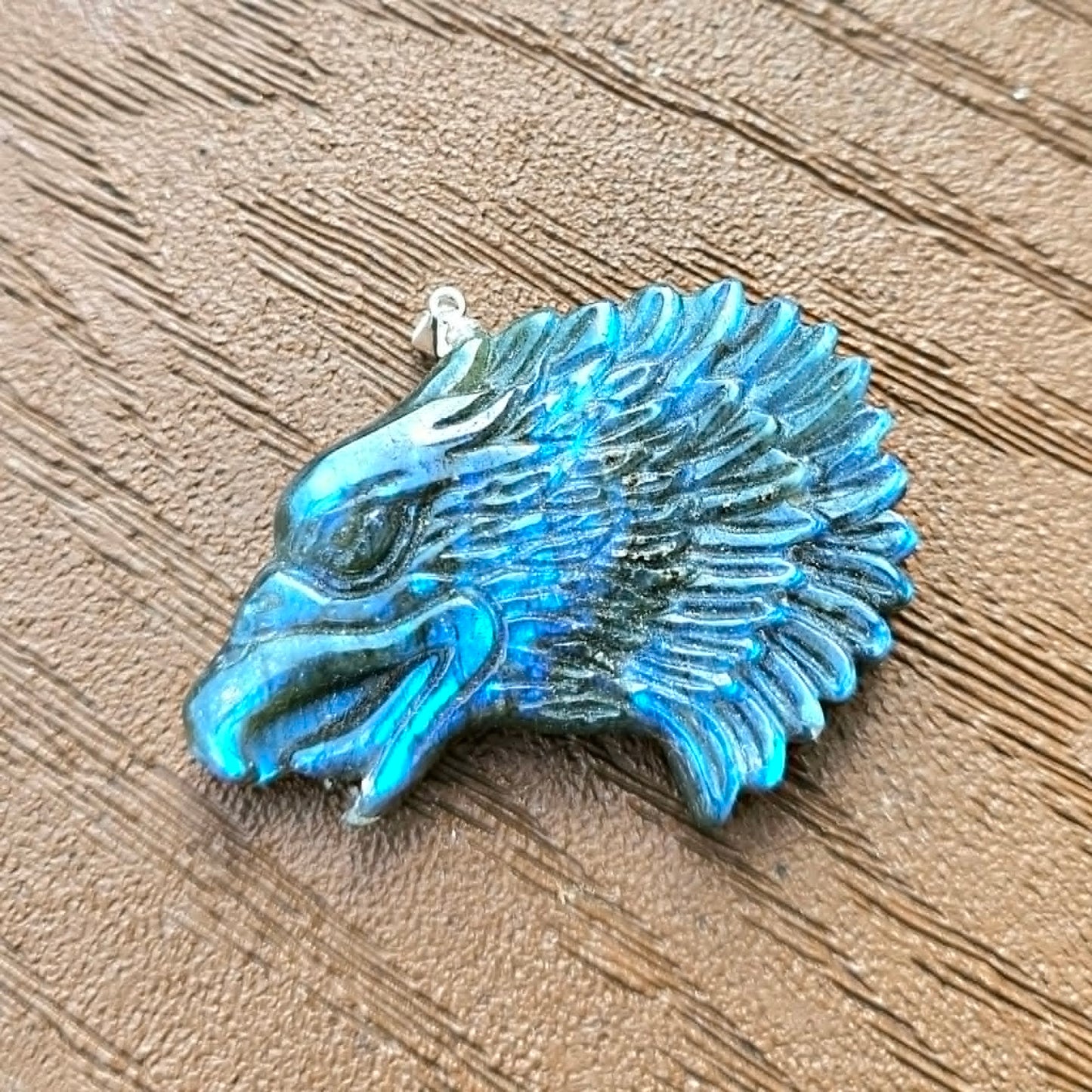 Labradorite flashy eagle head pendant necklace packaging — My Aura Gemstones