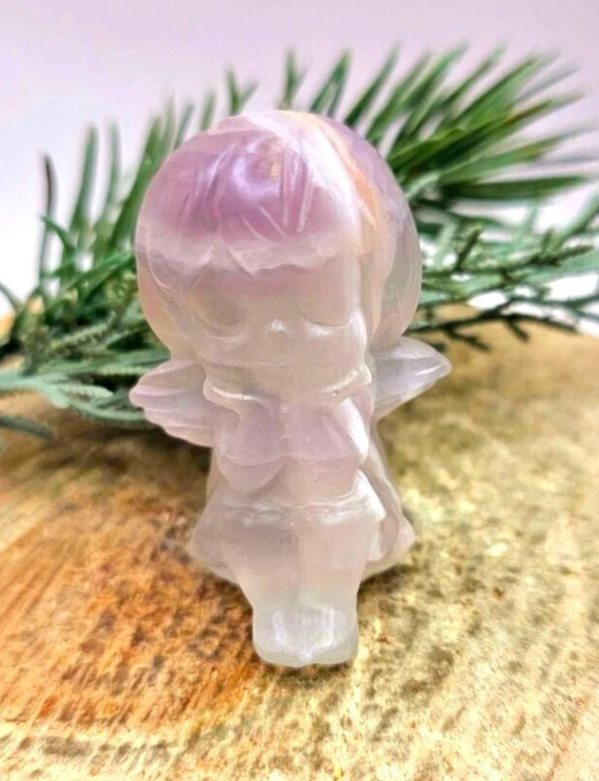 Fluorite Hand Carved Sleeping Baby Angel Figure HD