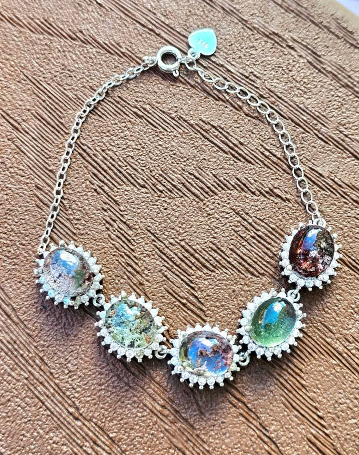 Natural Garden Quartz Silver Tone Link Bracelet HD