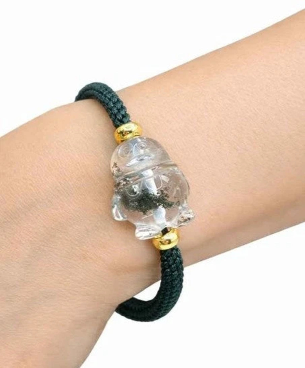 Natural Garden Quartz Hand Carved Penguin Braided Bracelet HD