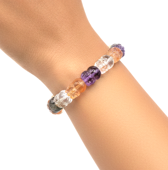 Nature high grade mixed crystal bracelet with carved Pi Xiu beads-My Aura Gemstones