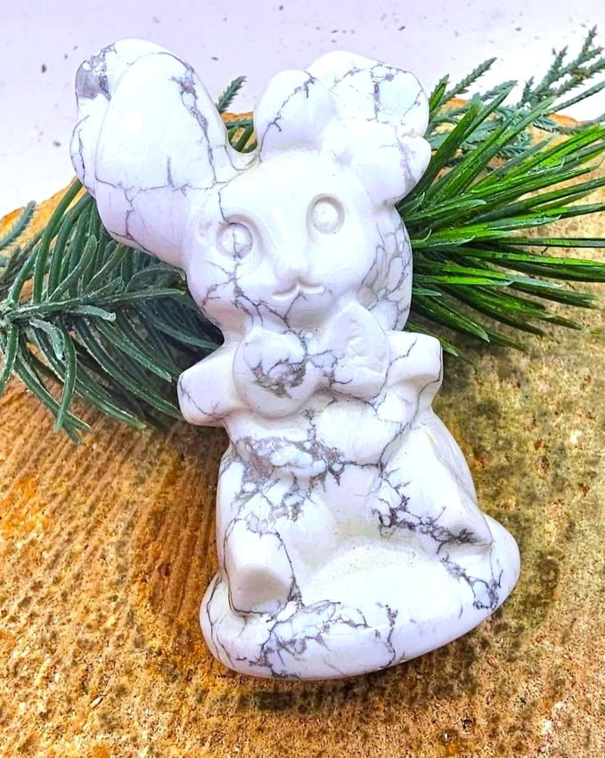 White Howlite Rabbit Carving HD