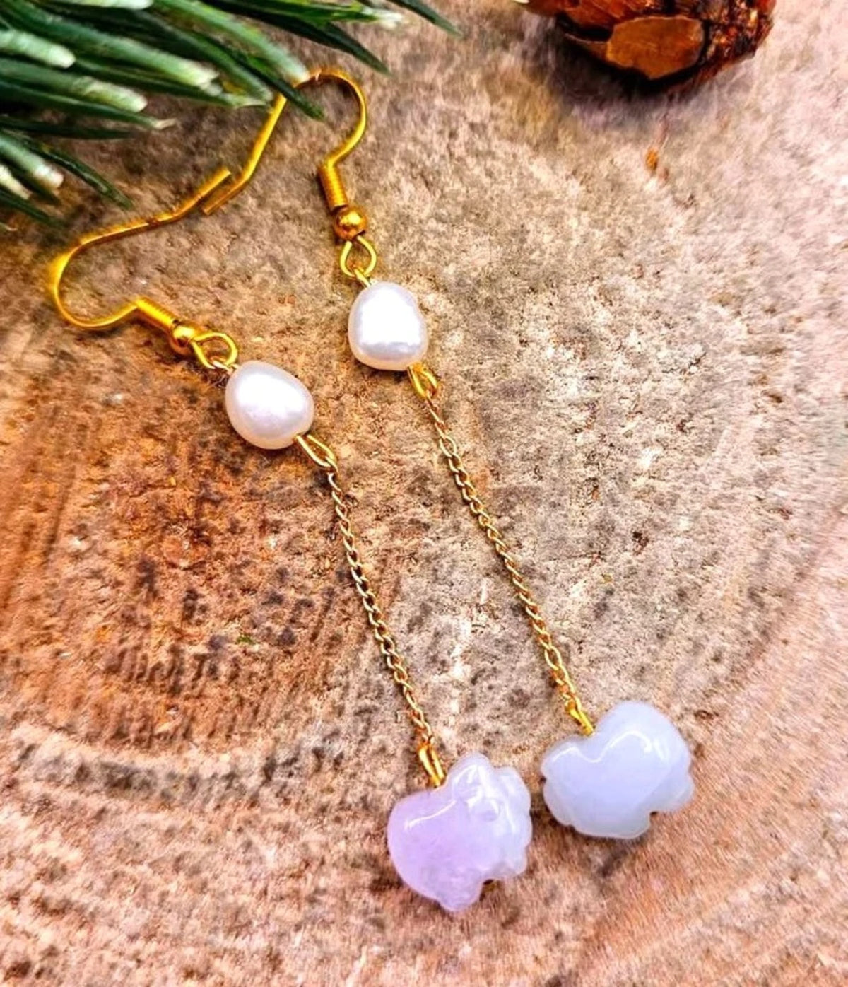 Jade Pig Dangle Earrings HD