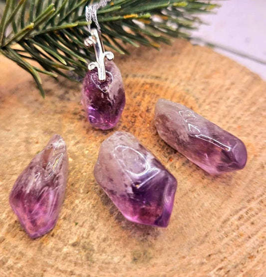 Lavender Amethyst Polished Point Pendant Necklace HD