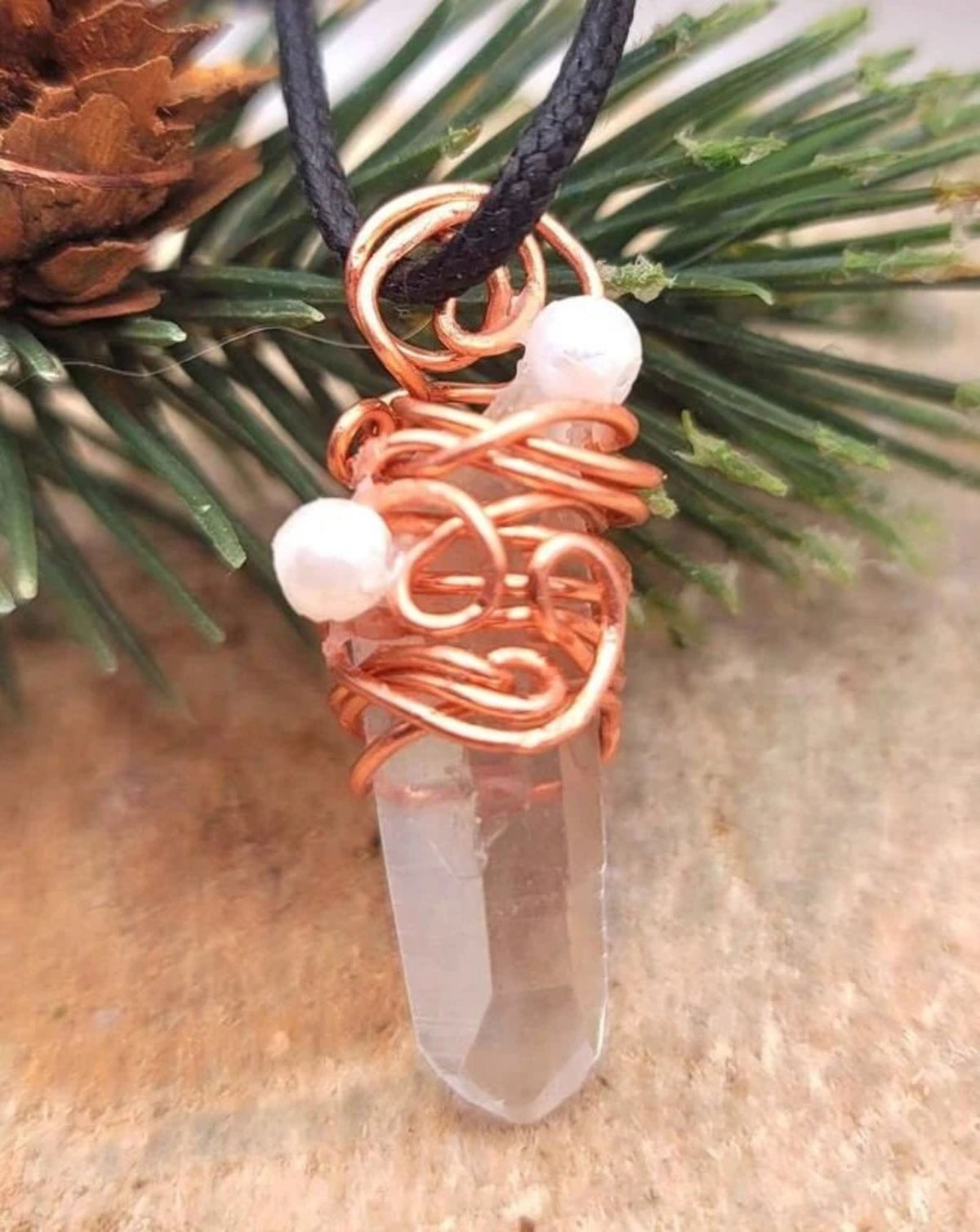 Tibet Himalayan Lemurian Crystal Point Pendant Necklace HD