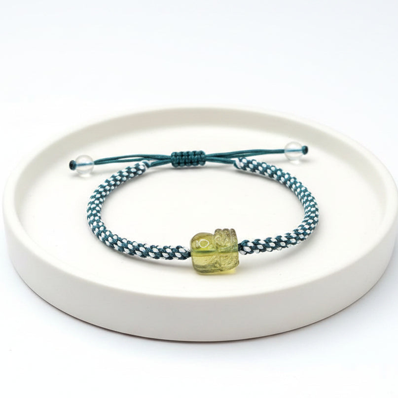 Natural peridot carved Pi Xiu adjustable bracelet from the Feng Shui Wealth Starter bundle - My Aura Gemstones