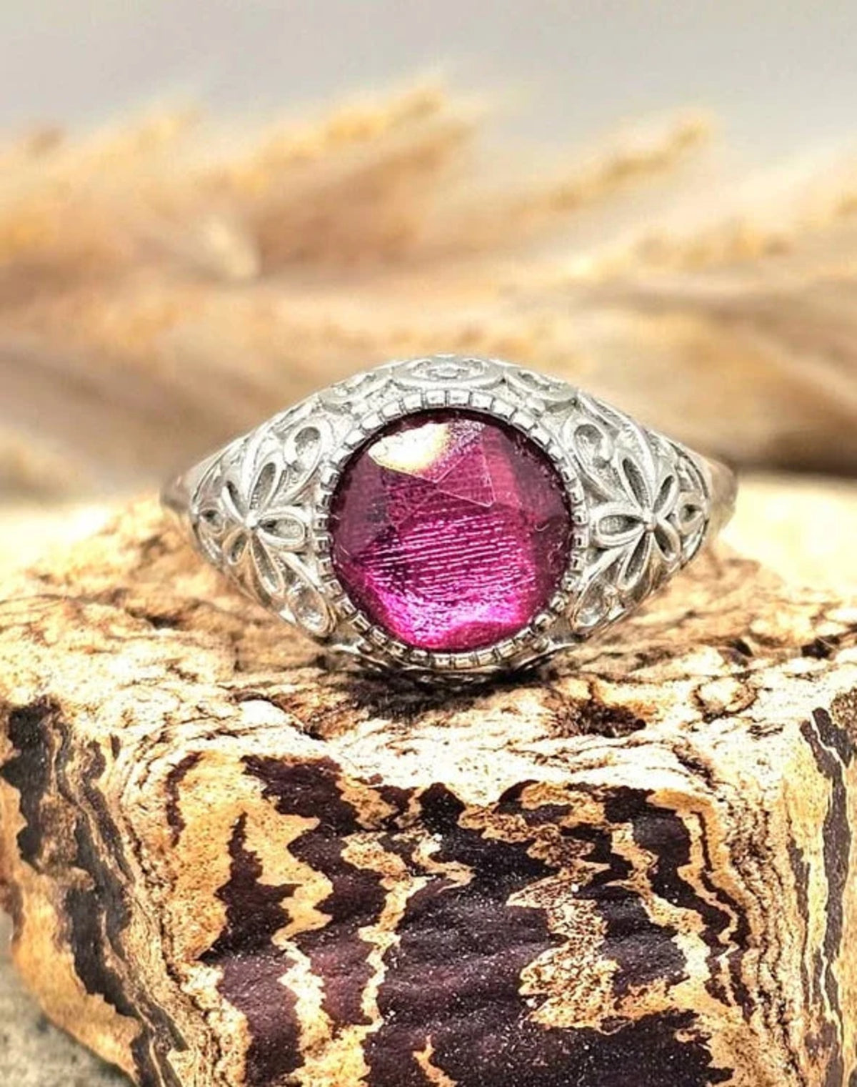 Genuine Pink Meteorite S925 Ring