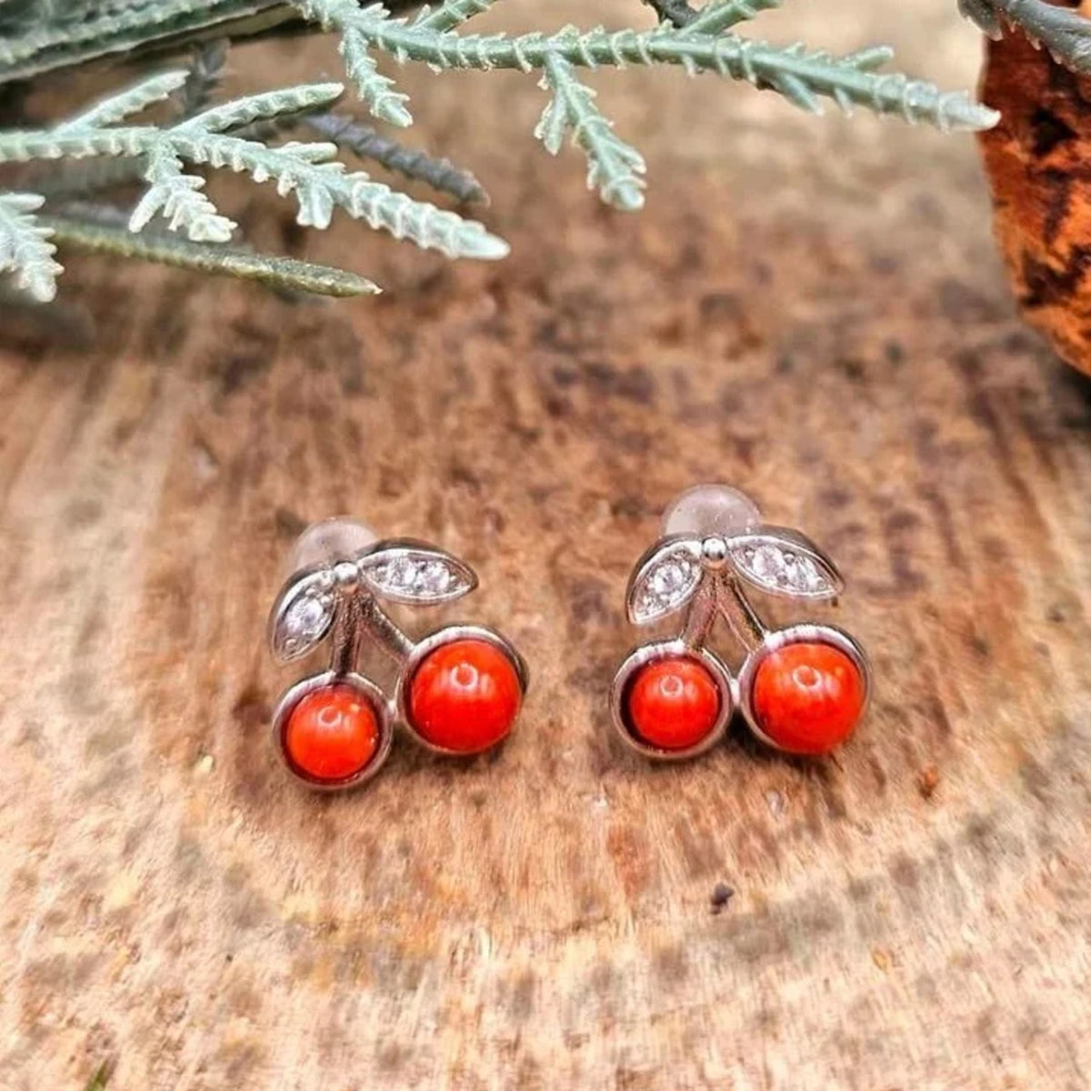 Cherry Ear Stud - Natural South Red Agate