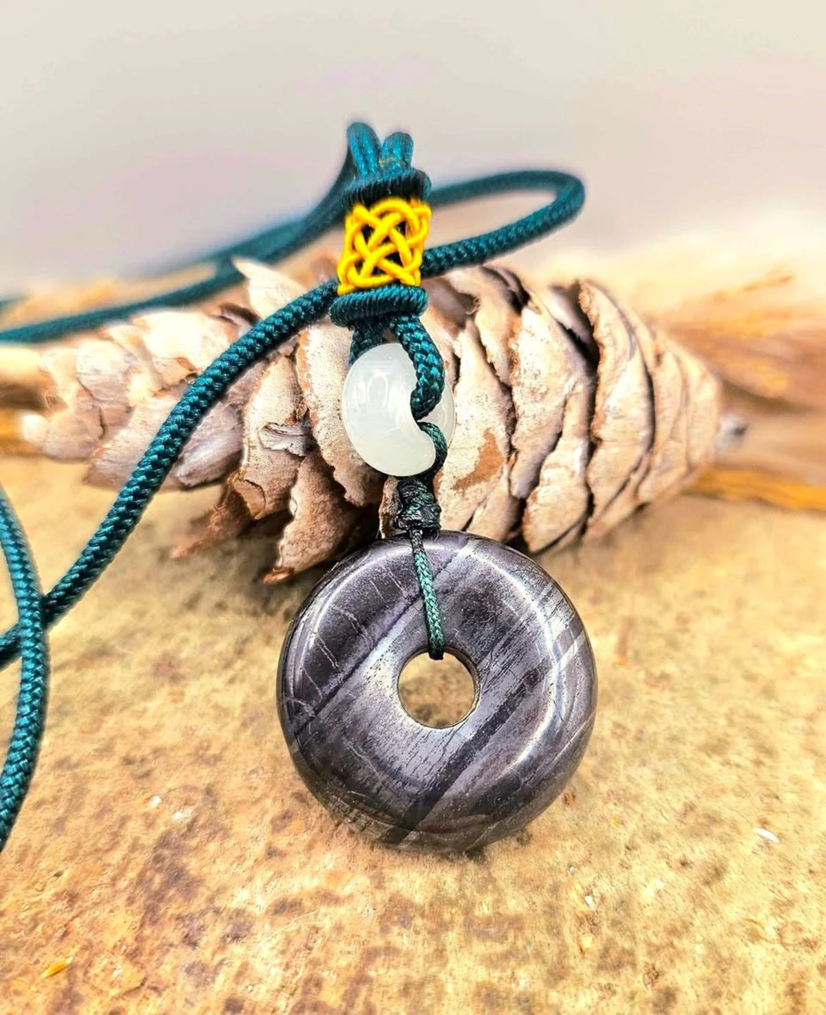 Nature Iron Sugilite Donut Pendant Necklace - HD
